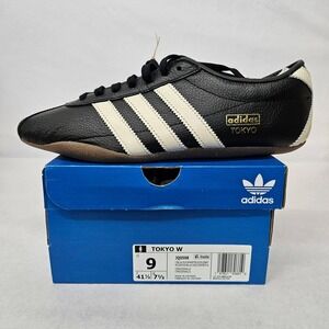 Adidas Tokyo Women Black White Leather Sneakers Shoes Size 9‎ JQ0598